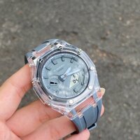 Đồng hồ nam Casio G-shock GA-2110ET-8 custom vỏ trong suốt dây xám