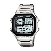 Đồng hồ Nam Casio Worl Time AE-1200WHD-1A - Dây Thép - Pin 10 năm [Hàng chính hãng]