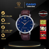 Đồng Hồ Nam Casio MTP-VT01L-2BUDF Mặt Màu Xanh Kim Vàng Mặt Kính Khoáng 40mm Chống Nước Dây Da Chính Hãng