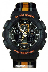 ĐỒNG HỒ NAM CASIO GA-100MC-1A4DR DÂY VẢI 3 MÀU VÀNG- ĐEN - TRẮNG