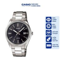 Đồng hồ Nam Casio MTP-1302D-1A1, đồng hồ chính hãng, dây thép bạc mặt đen, kim bạc