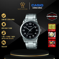 Đồng Hồ Nam Casio MTP-V001D-1BUDF Quartz Kính Khoáng Đen 38mm Chống Nước Dây Kim Loại Cao Cấp Không Gỉ Chính Hãng