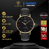 Đồng Hồ Nam Casio MTP-VT01GL-1B2UDF Màu Đen Kim Vàng Kính Khoáng 40mm Chống Nước Dây Da Vỏ Mạ Vàng không Gỉ Chính Hãng