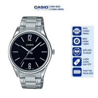 Đồng hồ Nam Casio MTP-V005D-1B, đồng hồ chính hãng, dây thép bạc mặt đen