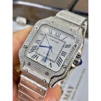Đồng Hồ Nam CATlERr.___ Santos Sapphire Mặt TRẮNG Viền Full đá Máy Cơ Automatic Nhật
