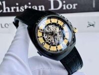 ĐỒNG HỒ NAM CHÍNH HÃNG Bulova 98A241 Automatic Yellow Skeleton Dial Black Leather Precisionist Special Grammy Edition