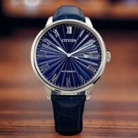 ĐỒNG HỒ NAM CHÍNH HÃNG Citizen NJ0080-17L Automatic Sapphire Blue Dial & Leather Silver Case For Men