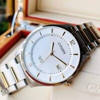 Đồng hồ Nam chính hãng Citizen BD0048-80A Size 39Mặt trắngLịch ngày-Máy Pin Quartz-Dây kim loại mạ vàng cao cấp