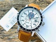 ĐỒNG HỒ NAM CHÍNH HÃNG CITIZEN CA0641-32X Eco Drive White Dial Tachymeter Brown Leather For Men