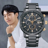 ĐỒNG HỒ NAM CHÍNH HÃNG CITIZEN CA0846-81E Eco-Drive Chronograph Tachymeter Black Dial & Stainless Steel For Men