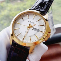 ĐỒNG HỒ NAM CHÍNH HÃNG Citizen BF2018-01A Quartz White Dial Gold Case Brown Leather For Men