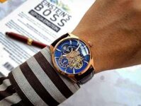 ĐỒNG HỒ NAM CHÍNH HÃNG INVICTA 30445 Automatic Moon Phase Blue Dial Rose Gold Case Black Leather For Men