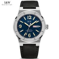 Đồng hồ nam chính hãng I&W Carnival 589 589G dây da máy cơ Seiko mặt kính sapphire nguyên khối