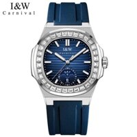 Đồng hồ nam chính hãng I&W Carnival 735 735G dây cao su máy cơ Seiko mặt kính sapphire nguyên khối
