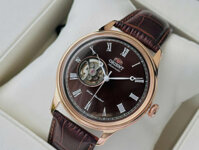 Đồng Hồ Nam Chính Hãng Orient Caballero FAG00001T0 Vỏ Mạ Vàng Hồng Mặt Số Màu Đen Cọc Số La Mã Thiết Kế Open Heart 43mm