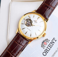 Đồng Hồ Nam Chính Hãng Orient Esteem Bambino RA-AG0003S10B Vỏ Mạ Vàng Mặt Số Màu Trắng Thiết Kế Open Heart Dây Da Automatic 40.5mm