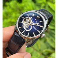 ĐỒNG HỒ NAM CHÍNH HÃNG Orient Star RE-HJ0005L Automatic Slim Skeleton Blue Open Heart Sapphire Black Leather Like New