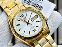 ĐỒNG HỒ NAM CHÍNH HÃNG SEIKO 5 SNKL58K1 Automatic White Dial Hardlex Gold Case & Stainless Steel For Men