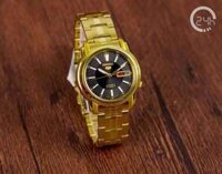 ĐỒNG HỒ NAM CHÍNH HÃNG SEIKO 5 SNKL88K1 Automatic Black Dial Gold Case & Stainless Steel Hardlex For Men