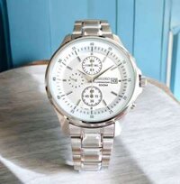 ĐỒNG HỒ NAM CHÍNH HÃNG Seiko SNDE17P1 (SNDE17) Quartz Chronograph White Dial Silver Stainless Steel For Men