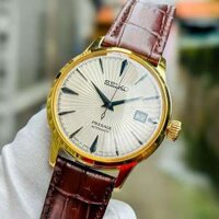 ĐỒNG HỒ NAM CHÍNH HÃNG SEIKO SRPB44J1 Automatic Cocktail Gold Case Brown Leather For Men