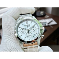 ĐỒNG HỒ NAM CHÍNH HÃNG Seiko SBTR009 Quartz Japan Selection Watch Men's White Dial Silver Chronograph Sports Tachymeter