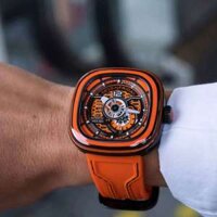ĐỒNG HỒ NAM CHÍNH HÃNG SevenFriday PS3/03 Automatic Orange Dial & Silicone Strap Skeleton Miyota 82S7 Japan For Men