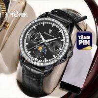 Đồng hồ nam chính hãng POEDAGAR P956 luxury 5 máy 6 kim có dạ quang chống nước dây da PU cao cấp