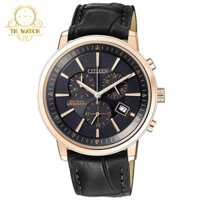 Đồng hồ Nam Citizen Eco-Drive Chronograph, kính shapphire, dây da AT0496-07E