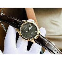 Đồng hồ nam Citizen mặt đen số la mã, viền vàng, da nâu BF2023 - 01H (size 41mm)