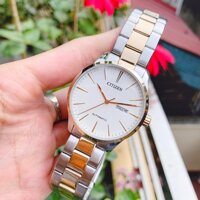 Đồng hồ nam Citizen NH8356-87A máy Automatic, kính mineral chịu lực, dây demi mạ vàng PVD, lịch thứ góc 3h, case 40mm