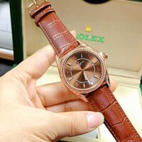 Đồng Hồ Nam Cơ Cao Cấp Patek Philippe PT12, Mặt Viền Đính Đá, Dây Da