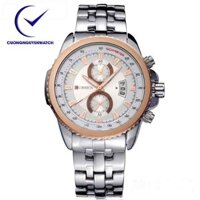 Đồng hồ Nam Curren 8082 - CUR07 Dây trắng mặt viền đồng