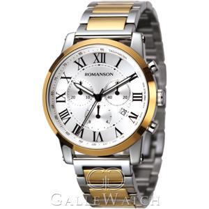 Đồng hồ nam dây da Romanson Quartz TL0334HMWBK - màu BK/ WH