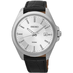 Đồng hồ nam dây da Seiko Quartz SUR064P2/ SUR065P1