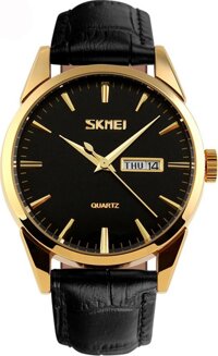 Đồng Hồ Nam Dây Da SKMEI 9073 - DHA058  - Đen Viền Vàng