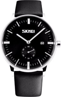Đồng Hồ Nam Dây Da SKMEI 90KCN83 SKE9083-DDT-01 - Đen Tặng Pin Nhật Và Móc Khóa Khôi Nguyên