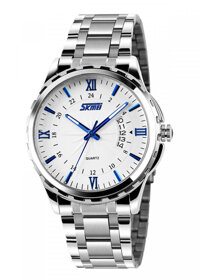 Đồng hồ nam dây hợp kim chống gỉ Skmei 9069 Trắng kim xanh