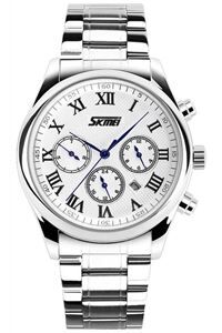 Đồng hồ nam dây inox Skmei 9078 (Trắng)