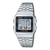 ĐỒNG HỒ NAM DÂY THÉP CÓ ĐÈN LED CHỐNG NƯỚC CASIO A500WA-1 HÀNG CHÍNH HÃNG