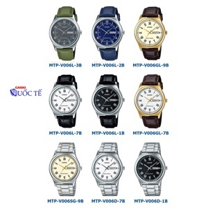 Đồng hồ nam dây thép không gỉ Casio Quartz MTP-V006G-9BUDF