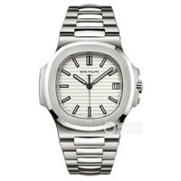 Đồng hồ nam doanh nhân sang trọng Charm, Đồng hồ đeo tay tinh tế thời trang hợp thời trang Patek Philippe Nautilus Đồng hồ đeo tay sang trọng cao cấp Đồng hồ cơ tự động Dây đeo bằng thép không gỉ tinh tế Hiển thị ngày mặt số màu trắng