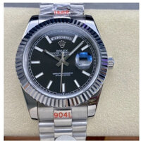 Đồng hồ nam đơn giản thời trang Rolex Day-Date 36 / 41MM XQR22 Mặt số màu đen Hiển thị lịch đôi, Đồng hồ nam dây thép không gỉ hợp thời trang cổ điển