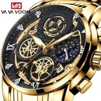 Đồng hồ nam Đồng hồ nam Sun Moon Star Lịch rỗng Đồng hồ chống nước thạch anh Tourbillon