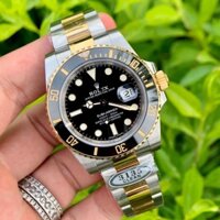 Đồng hồ nam đồng hồ Rolex cơ Automatic mẫu thể thao năng động mặt đen viền vàng dây demi size 40-41mm