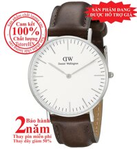 Đồng hồ nam DW Classic Bristol 40mm - Màu Bạc (Silver) Dây da nâu DW00100023 / 0209DW [bonus]