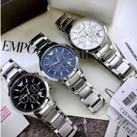 Đồng hồ nam Emporio Armani, Size mặt 43mm, chạy full 6 kim, dây thép không gỉ, dành cho nam bảo hành 12 tháng