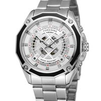 đồng hồ nam Forsining A1030 Skeleton Luxury Watch thời trang - màu bạc-Màu Bạc