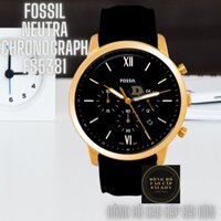 Đồng Hồ Nam Fossil Neutra Chronograph FS5381 , Dây Da Màu Đen Viền Vàng Hồng , Size 44mm , Fullbox Hãng