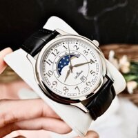 Đồng Hồ Nam Grovana 1026.1533 White Dial Moonphase Black Leather Men’s Watch